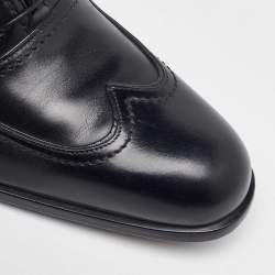 Salvatore Ferragamo Black Leather Lace Up Wingtip Oxfords Size 41.5