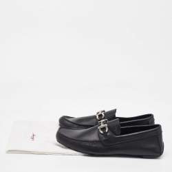 Salvatore Ferragamo Black Leather Slip On Gancini Loafers Size 41.5