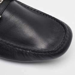 Salvatore Ferragamo Black Leather Slip On Gancini Loafers Size 41.5