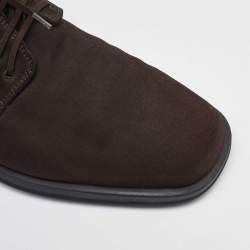 Salvatore Ferragamo Dark Brown Suede Lace Up Mid Sneakers Size 41.5