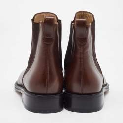 Pre Owned Salvatore Ferragamo Dark Brown Leather Ankle Length Boots Size 41.5