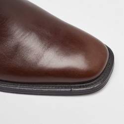 Pre Owned Salvatore Ferragamo Dark Brown Leather Ankle Length Boots Size 41.5