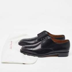 Pre Owned Salvatore Ferragamo Black Leather Lace Up Derby Size 41.5