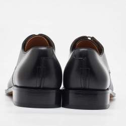 Pre Owned Salvatore Ferragamo Black Leather Lace Up Derby Size 41.5