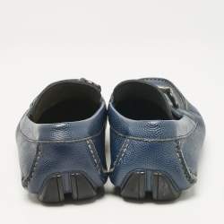 Salvatore Ferragamo Navy Blue Leather Parigi Gancini Loafers Size 39