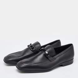Salvatore Ferragamo Black Leather Gancini Slip On Loafers Size 41.5