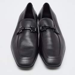 Salvatore Ferragamo Black Leather Gancini Slip On Loafers Size 41.5