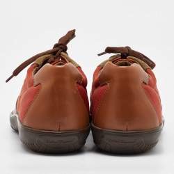 Pre Owned Salvatore Ferragamo Multicolor Suede and Fabric Low Top Sneakers Size 41.5