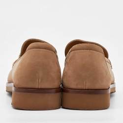 Pre Owned Salvatore Ferragamo Brown Nubuck Leather Gancini Loafers Size 41.5