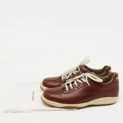 Salvatore Ferragamo Dark Brown Leather Low Top Sneakers Size 41.5