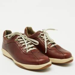 Salvatore Ferragamo Dark Brown Leather Low Top Sneakers Size 41.5