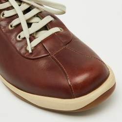 Salvatore Ferragamo Dark Brown Leather Low Top Sneakers Size 41.5