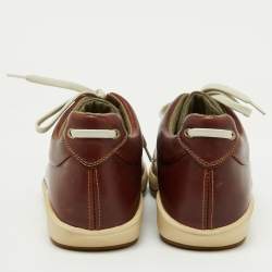 Salvatore Ferragamo Dark Brown Leather Low Top Sneakers Size 41.5