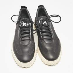 Salvatore Ferragamo Black Nubuck and Leather Aaron Low Top Sneakers Size 44