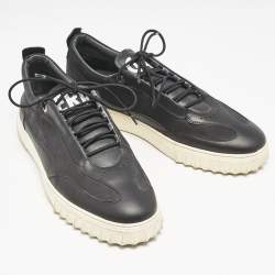 Salvatore Ferragamo Black Nubuck and Leather Aaron Low Top Sneakers Size 44