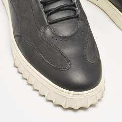Salvatore Ferragamo Black Nubuck and Leather Aaron Low Top Sneakers Size 44