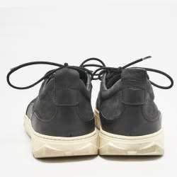 Salvatore Ferragamo Black Nubuck and Leather Aaron Low Top Sneakers Size 44