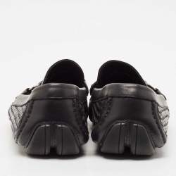 Salvatore Ferragamo Black Woven Leather Parigi Gancio Bit Loafers Size 43