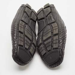 Salvatore Ferragamo Black Woven Leather Parigi Gancio Bit Loafers Size 43