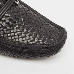 Salvatore Ferragamo Black Woven Leather Parigi Gancio Bit Loafers Size 43