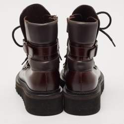 Salvatore Ferragamo Burgundy Leather Ankle Length Boots Size 41.5