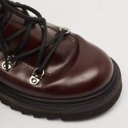 Salvatore Ferragamo Burgundy Leather Ankle Length Boots Size 41.5