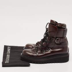Salvatore Ferragamo Burgundy Leather Ankle Length Boots Size 41.5