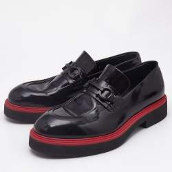 Salvatore Ferragamo Black Brushed Leather Fiorello Loafers Size 40