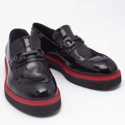 Salvatore Ferragamo Black Brushed Leather Fiorello Loafers Size 40