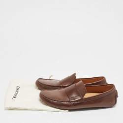 Salvatore Ferragamo Brown Leather Penny Slip On Loafers Size 43