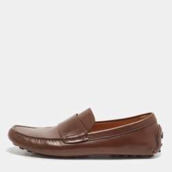 Salvatore Ferragamo Brown Leather Penny Slip On Loafers Size 43