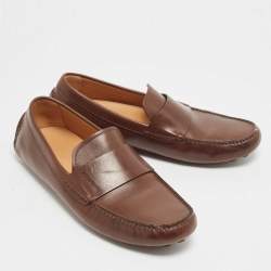 Salvatore Ferragamo Brown Leather Penny Slip On Loafers Size 43