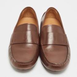 Salvatore Ferragamo Brown Leather Penny Slip On Loafers Size 43