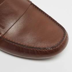 Salvatore Ferragamo Brown Leather Penny Slip On Loafers Size 43