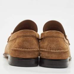 Salvatore Ferragamo Brown Suede Gancini Slip On Loafers Size 42