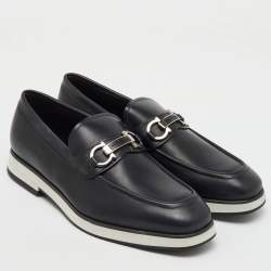 Salvatore Ferragamo Black Leather Gancini Slip On Loafers Size 41