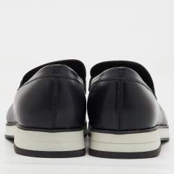 Salvatore Ferragamo Black Leather Gancini Slip On Loafers Size 41
