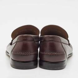 Salvatore Ferragamo Dark Brown Leather Gancini Slip On Loafers Size 40.5