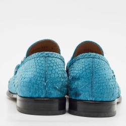 Salvatore Ferragamo Blue Python Leather Mason Slip On Loafers Size 43