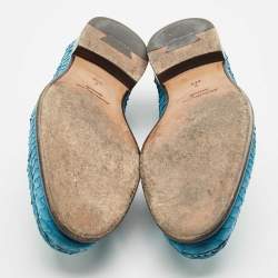 Salvatore Ferragamo Blue Python Leather Mason Slip On Loafers Size 43
