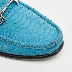 Salvatore Ferragamo Blue Python Leather Mason Slip On Loafers Size 43
