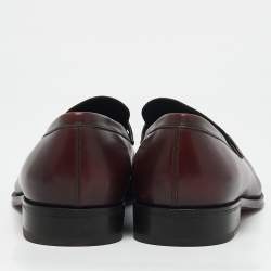 Salvatore Ferragamo Burgundy Leather Slip On Loafers Size 40