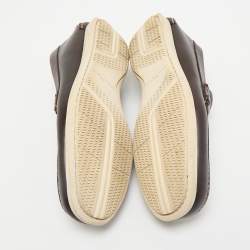 Salvatore Ferragamo Brown Leather Gancini Slip On Loafers Size 41