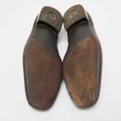 Pre Owned Salvatore Ferragamo Dark Brown Leather Penny Loafers Size 44.5