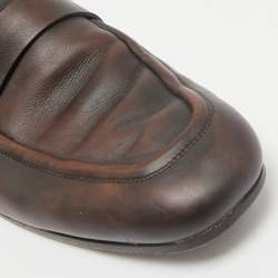 Pre Owned Salvatore Ferragamo Dark Brown Leather Penny Loafers Size 44.5