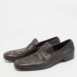 Pre Owned Salvatore Ferragamo Dark Brown Leather Penny Loafers Size 44.5