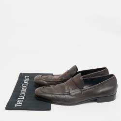 Pre Owned Salvatore Ferragamo Dark Brown Leather Penny Loafers Size 44.5