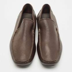 Salvatore Ferragamo Brown Leather Slip On Loafers Size 42.5