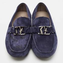 Salvatore Ferragamo Navy Blue Suede Gancini Loafers Size 43