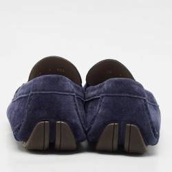 Salvatore Ferragamo Navy Blue Suede Gancini Loafers Size 43